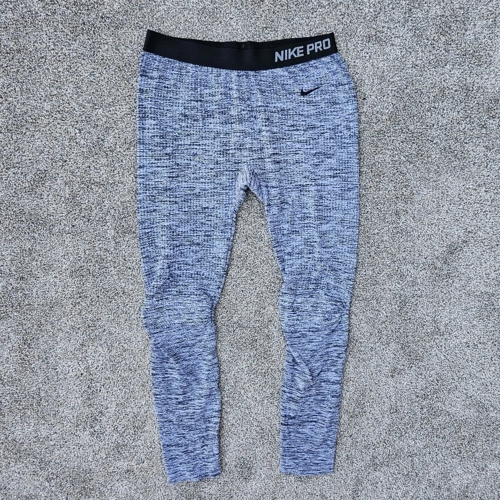 Nike Pro Leggings Purple Gray Athletic Training Workout Pants Women's Size XL
